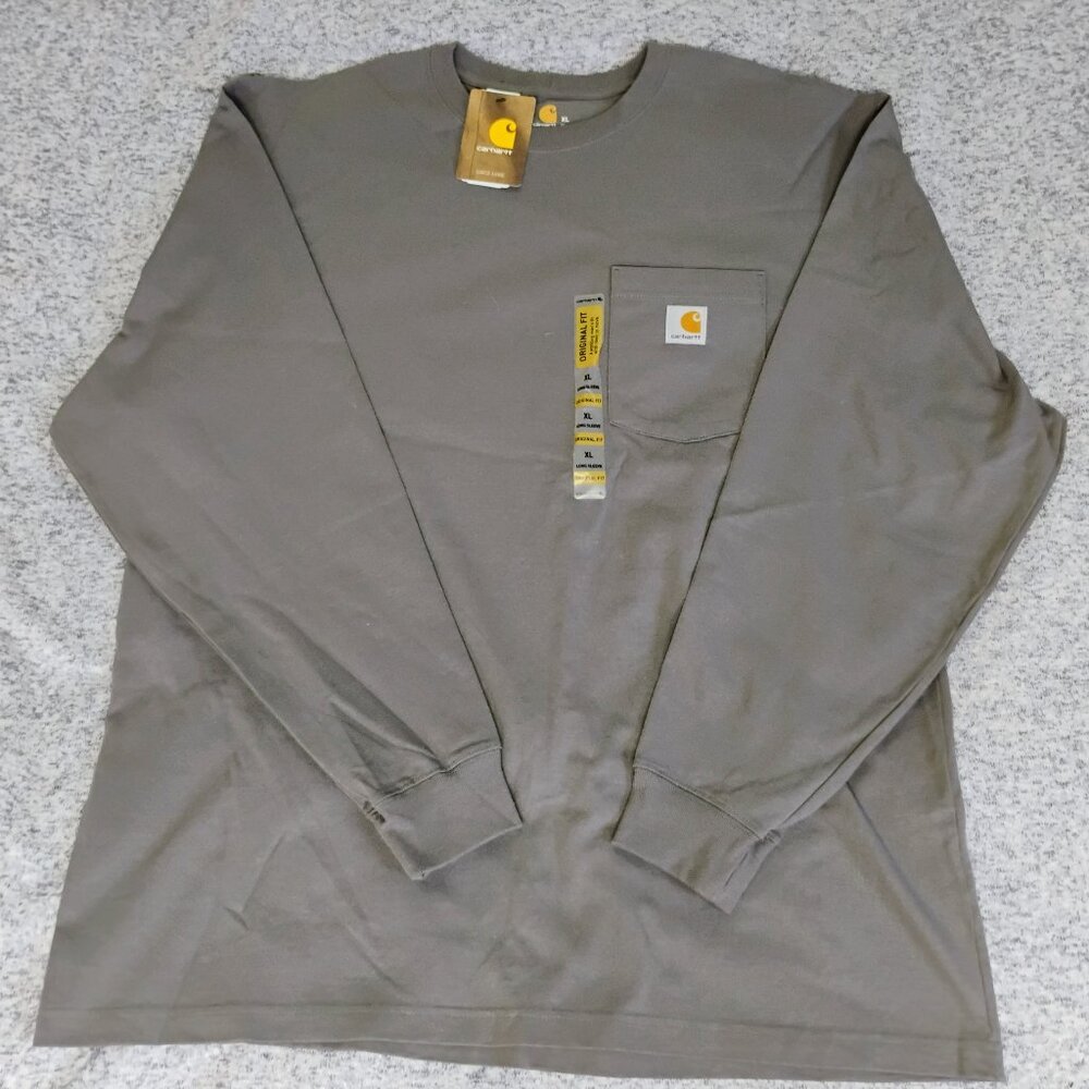 Men's Carhartt Long Sleeve Heavy Weight Shirt Chest Pocket Grey Work XL NWT